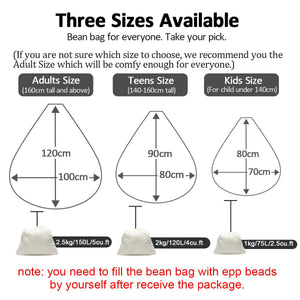 Large Bean Bag Cover Indoor Outdoor Lazy lounger for Adult Kids New HQ