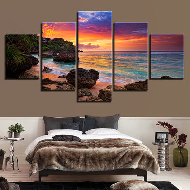Sunset Beach Waves Seascape Wall Art