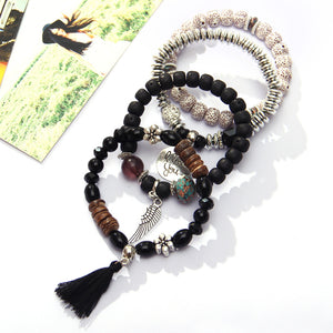 CRYSTAL BEAD BRACELET TASSEL STONE
