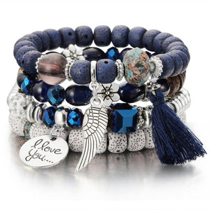 CRYSTAL BEAD BRACELET TASSEL STONE
