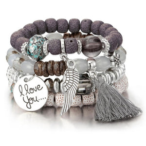 CRYSTAL BEAD BRACELET TASSEL STONE